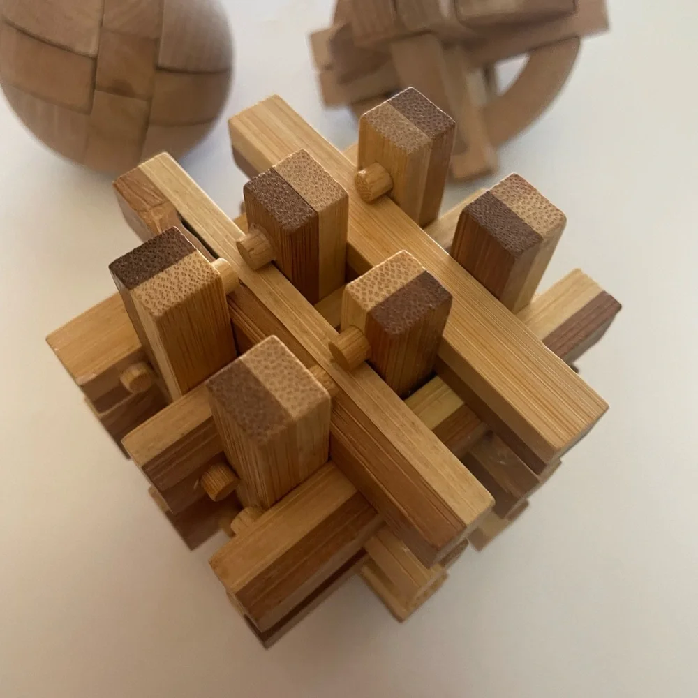 Bundle of 3 Wooden Puzzles Brain Teasers